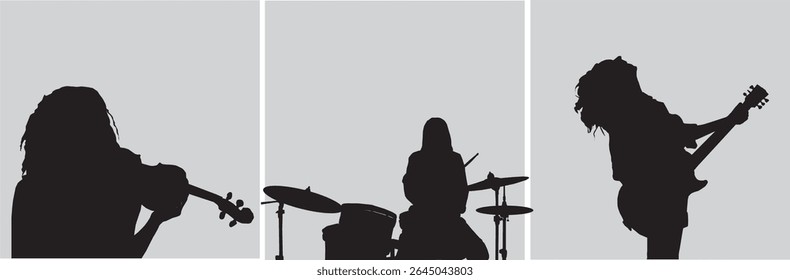 ilustração de vetor de coleção de silhueta de músico