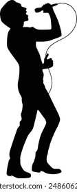 Musician silhouette full body illustration. People pose while playing music.