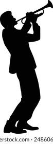 Musician silhouette full body illustration. People pose while playing music.