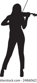 Musician silhouette full body illustration. People pose while playing music.