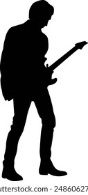 Musician silhouette full body illustration. People pose while playing music.