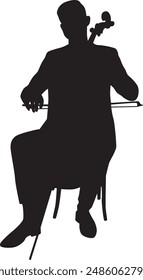 Musician silhouette full body illustration. People pose while playing music.