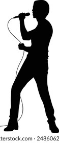 Musician silhouette full body illustration. People pose while playing music.