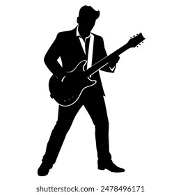 Musician silhouette vector illustration with guitar