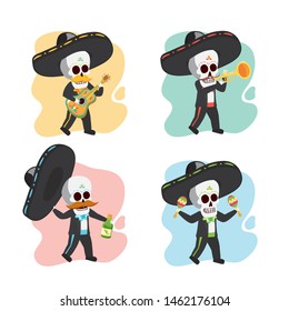 musician skeletons celebration viva mexico vector illustration