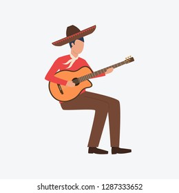 Musician in sombrero. Guy, costume, musician. Can be used for topics like celebration, greeting, seasonal