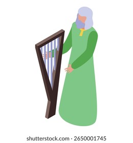 Musician in traditional attire skillfully plays a lyre, evoking the sounds of ancient greece