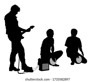 Musician with a trombone in a wheelchair. Isolated silhouette on a white background