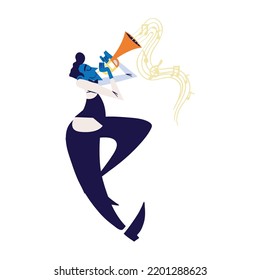 musician with trumpet isolated icon
