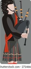 Musician vector illustration series. Scottish bagpiper. Check my portfolio for much more of this series as well as thousands of similar and other great vector items.