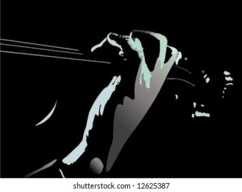 musician and violin silhouette isolated on black