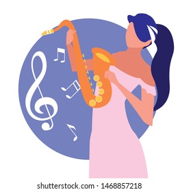 musician woman saxophone playing music