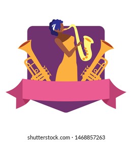 musician woman saxophone playing music