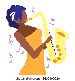 musician woman saxophone playing music