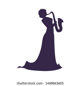 musician woman saxophone playing music