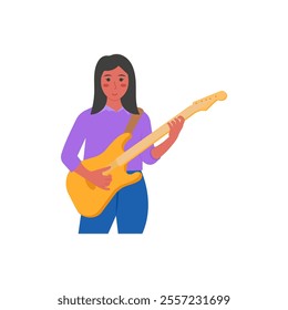 Musician, Women Career Flat Vector Illustration