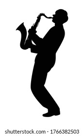 A musician with zaxophone silhouette vector