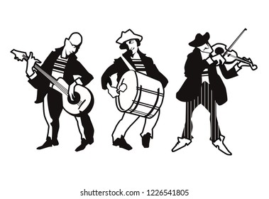 Musicians design concept set with pop rock jazz classical music players. Isolated flat vectors. Easy editable elements. Isolated on white background. Trumpet, violin, contrabass.