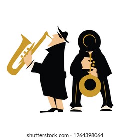 Musicians design concept set with pop rock jazz classical music players. Isolated flat vectors. Easy editable elements. Isolated on white background. Trumpet, violin, contrabass.
