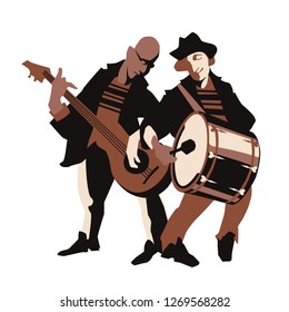 Musicians design concept set with pop rock jazz classical music players. Isolated flat vectors. Easy editable elements. Isolated on white background. Trumpet, violin, contrabass.