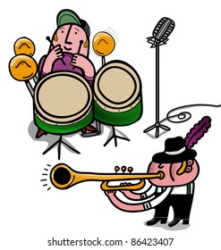 musicians with drum and trumpets