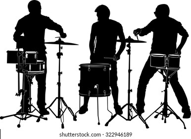 musicians drummers on a white background