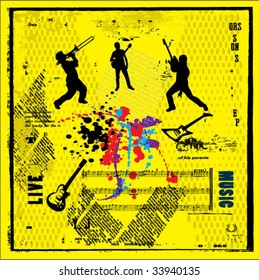 musicians grunge background illustration