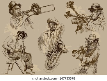 Musicians - Hand drawings illustrations into vector set 