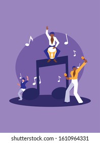 Musicians with instruments design, Music festival sound melody song musical art and composition theme Vector illustration