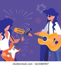 Musicians with instruments design, Music festival sound melody song musical art and composition theme Vector illustration