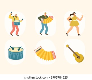 musicians and instruments six icons