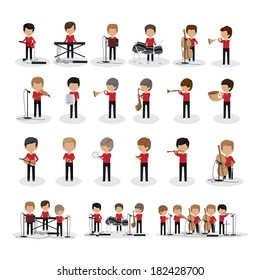 Musicians - Isolated On White Background - Vector Illustration, Graphic Design Editable For Your Design