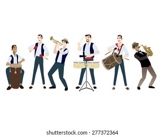 musicians music people instruments traditional jazz salsa latino isolated vector set