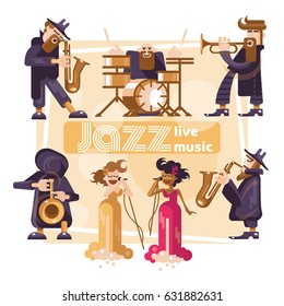 Musicians and Musical Instruments. Flat Vector Illustration