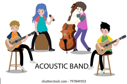 Musicians and Musical Instruments jazz band,group with musicians concept of artistic people vector illustration.isolated background for.poster, greeting card, party invitation, banner other users