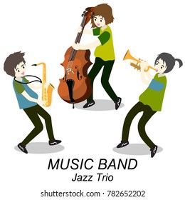 Musicians and Musical Instruments Jazz tiro band,group with musicians concept of artistic people vector illustration.isolated background for.poster, greeting card, party invitation, banner other users