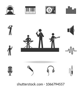 musicians on a scene and play guitars icon. Detailed set of music icons. Premium quality graphic design. One of the collection icons for websites web design mobile app on white background