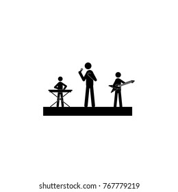 musicians on a scene and play guitars icon. Silhouette of a musician icon. Premium quality graphic design. Signs, outline symbols collection icon for websites, web design, mobile on white backgroudn