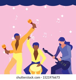 musicians people playing musical instruments vector illustration