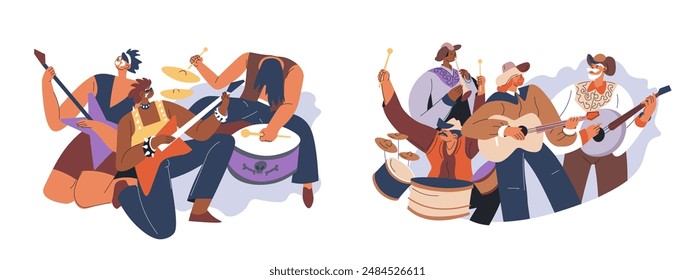 Musicians Playing Rock Instruments vector