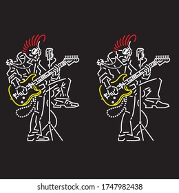 Musicians rock and roll punk stylization