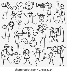 Musicians - set thin line icons