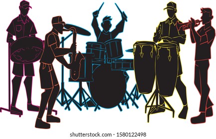 
Musicians silhouette isolated vector illustration