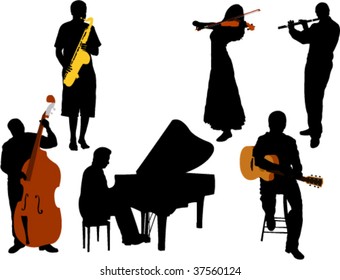 musicians silhouette vector