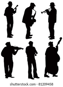 Musicians silhouettes. Vector