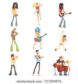 Musicians And Singers Of Different Music Styles Performing On Stage In Concert Series Of Cartoon Characters