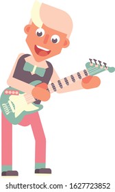 Musicians Vector - A Cool Boy Playing Electric Guitar. Colorful vector illustration, this illustration can use as a sticker also.