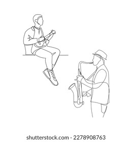 Musiker, Vektorgrafik gezeichnet in Linienkunst-Stil