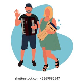 The musicians. Vector illustration. Poster, flyer, banner, postcard.