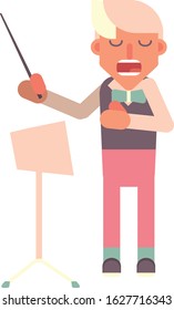 Musicians Vector - An Illustration Of Young Boy Being Composer. Colorful vector illustration, this illustration can use as a sticker also.